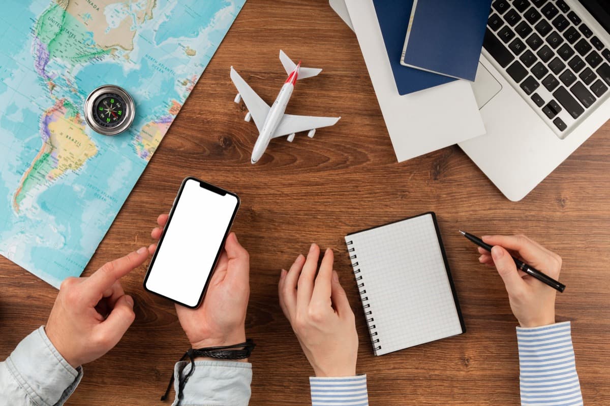Corporate travel manager reviewing business accommodation options