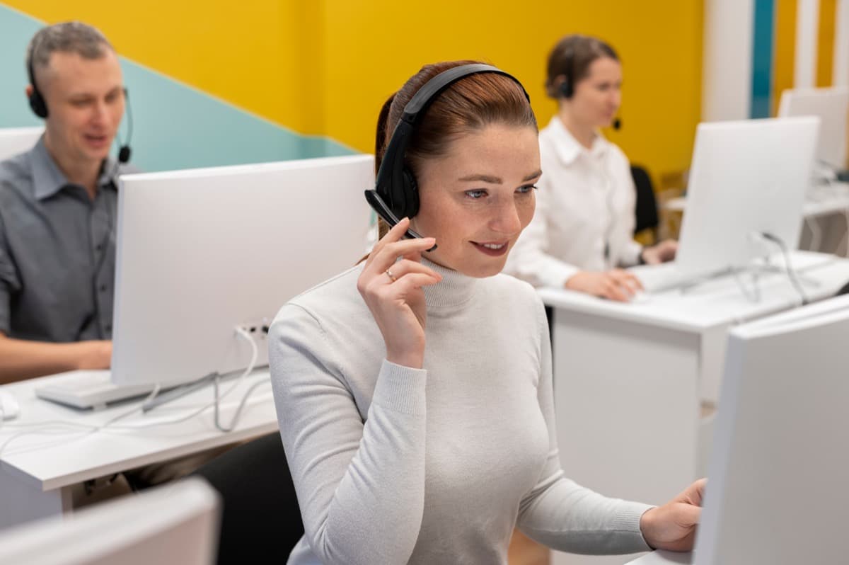 Customer support specialist assisting with corporate relocation booking