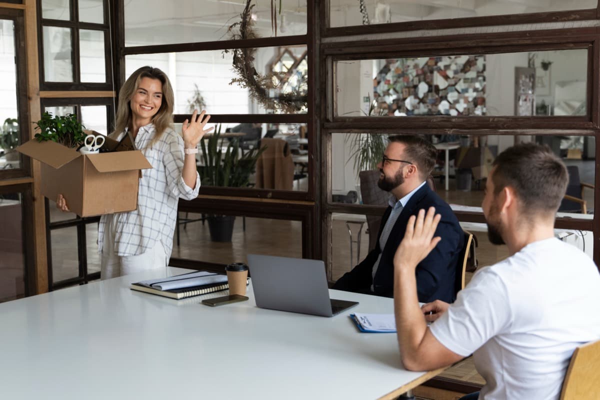 HR team member welcoming an employee during an office relocation