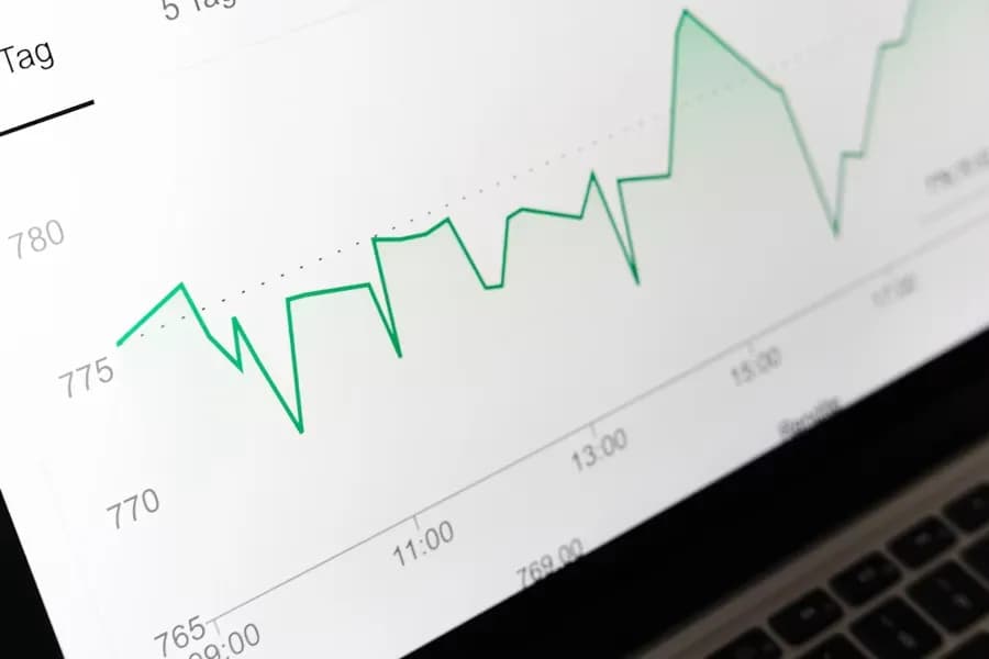Chart trending upward on a screen