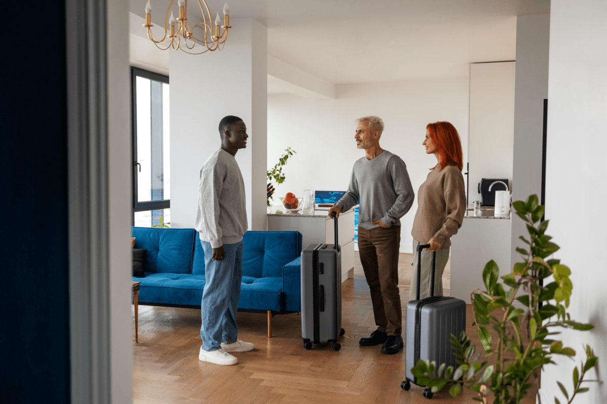 Corporate relocation accommodation with business-ready workspace