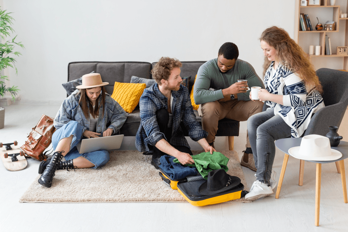 Group of colleagues in shared accommodation