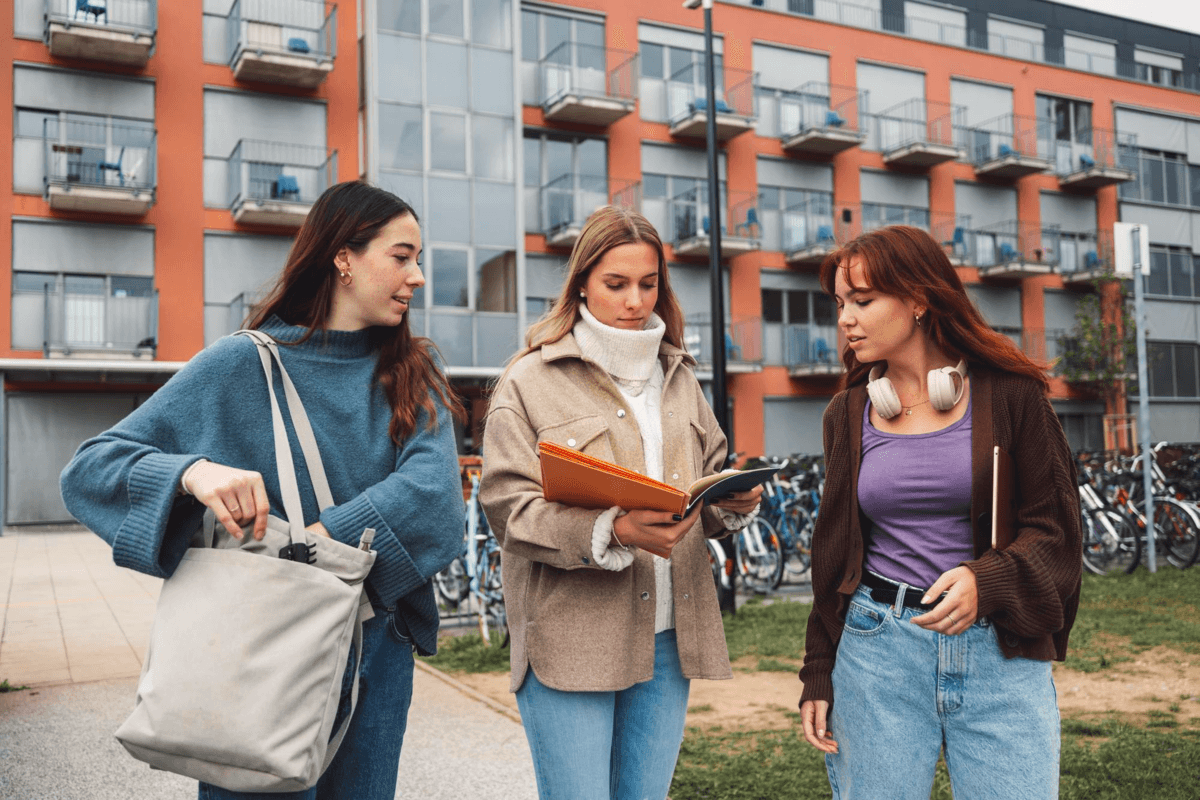 Student studying in a furnished apartment near campus